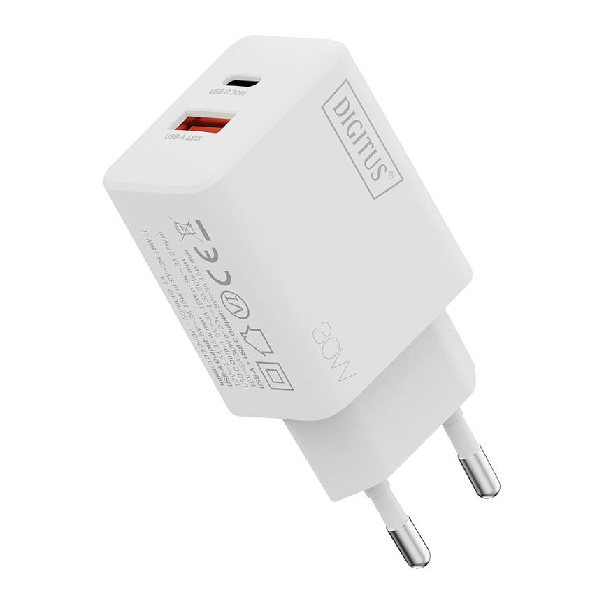 Adapter Digitus DA-10304 / 100W / GaN / 2x USB-C + 1x USB-A / Fast Charging - Bardhë - 3