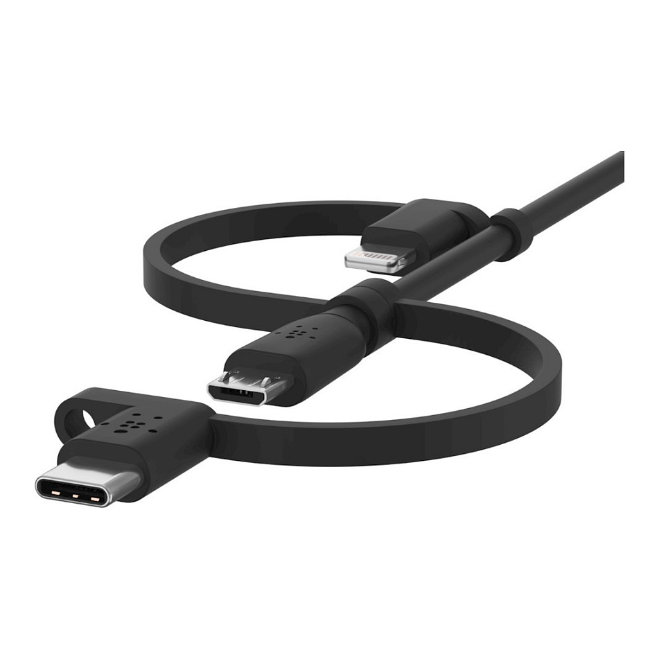 Kabllo USB Belkin BOOST CHARGE CAC001BT1MBK / USB-A në USB-C/Micro-USB/Lightning / 1m / USB 2.0 / MFi - Zezë - 5