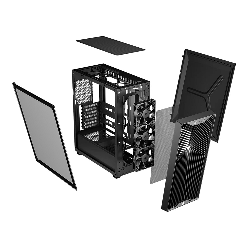 Kasë PC Corsair 3200D RS / Mid Tower / ATX / 3x 120mm Fan / Tempered Glass / Mesh / 360mm Radiator - Zezë - 3