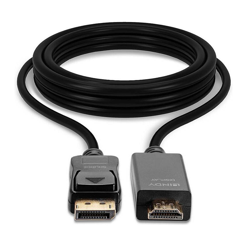 Kabllo DisplayPort LINDY 36923 / DisplayPort 1.2 në HDMI 1.4 / 3m / 4K 30Hz - Zezë - 4
