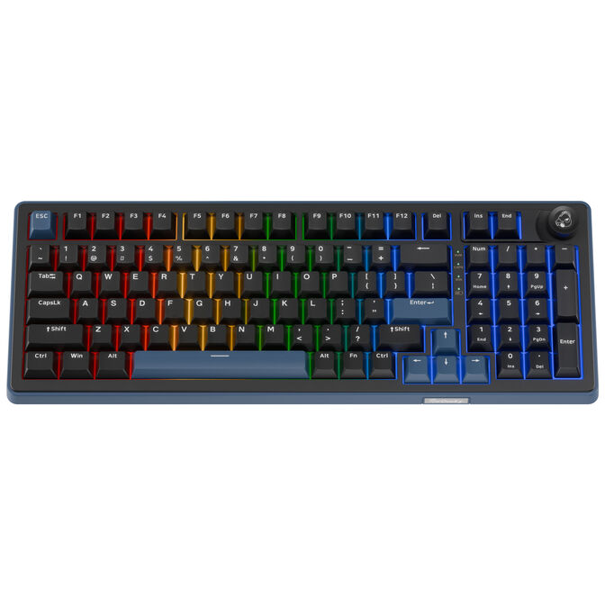 Tastierë Gaming Ducky OK-M 98 / 98% / Mekanike / KTT Baby Blue / Hot-Swap / Wired&Wireless / RGB / USB-C / Bluetooth + 2.4 GHz - Zezë