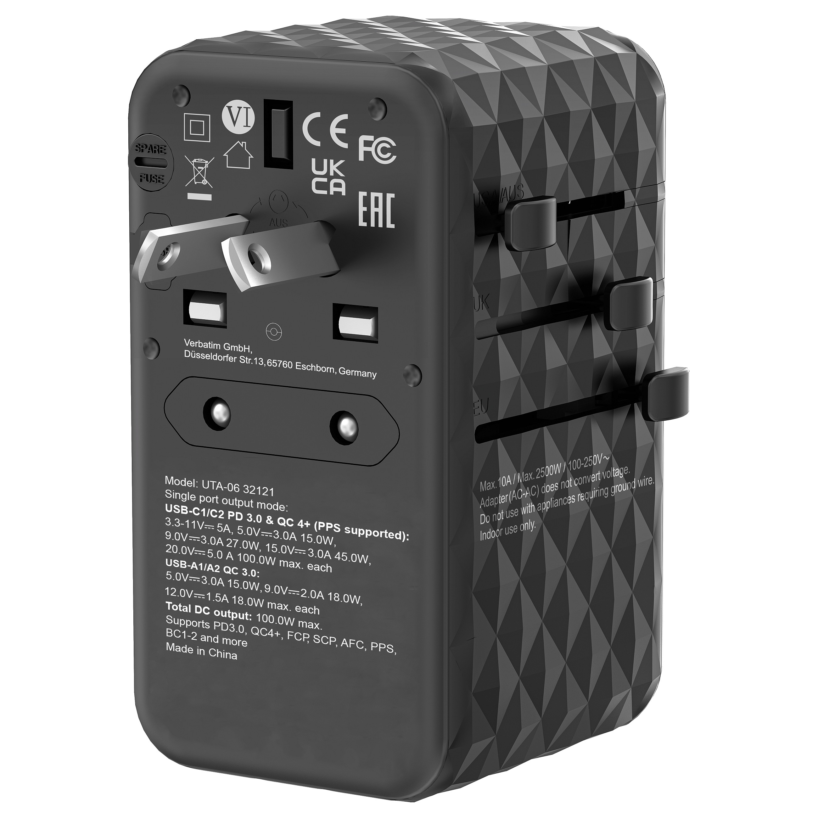 Adapter Verbatim / UTA-06 / 100W / Universal Travel Charger / GaN III - 10