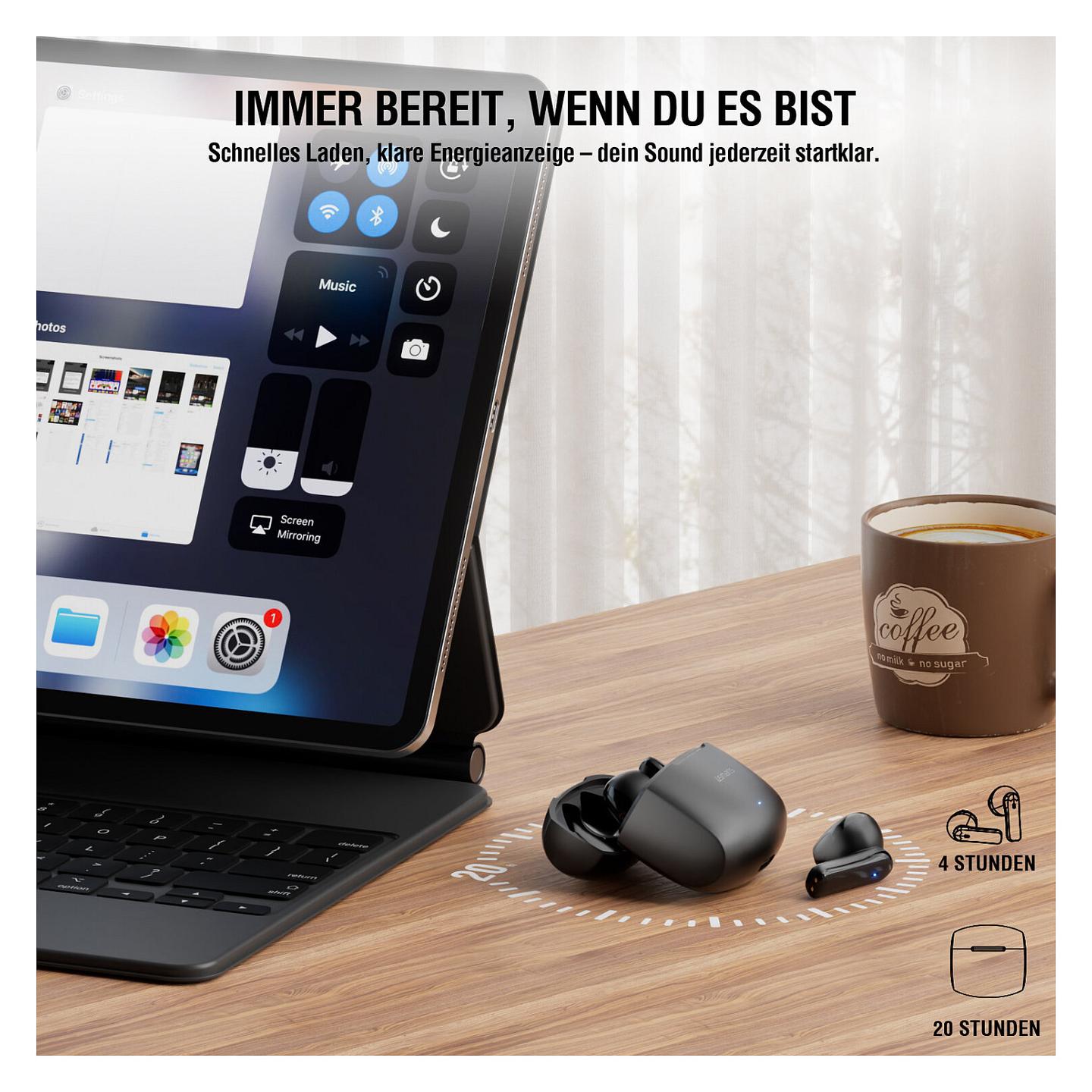 Kufje pa kabllo 4smarts SkyBuds Air / TWS / Bluetooth 5.4 / 13mm / Mikrofon - Zezë - 14
