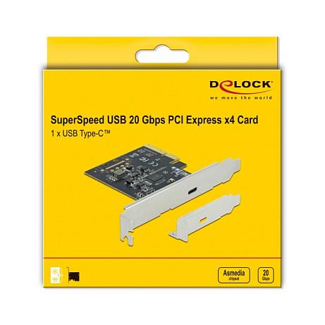 Kartë Zgjerimi PCI Express Delock 89036 / PCIe 3.0 x4 / 1x USB Type-C / USB 20Gbps / Low Profile - 4