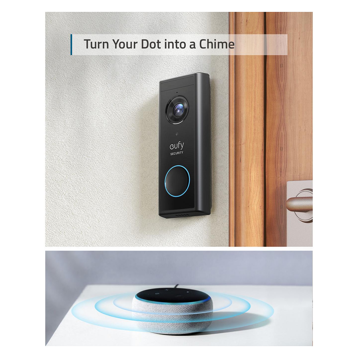 Video Doorbell Kit eufy T82101W1, 2K, 160°, Wi-Fi, Bateri 6500mAh, IP65 - Zezë - 5