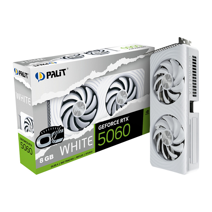 Kartë Grafike NVIDIA Palit GeForce RTX 5060 White OC / 8GB GDDR7 / PCIe 5.0 / Dual Fan - Bardhë - 11