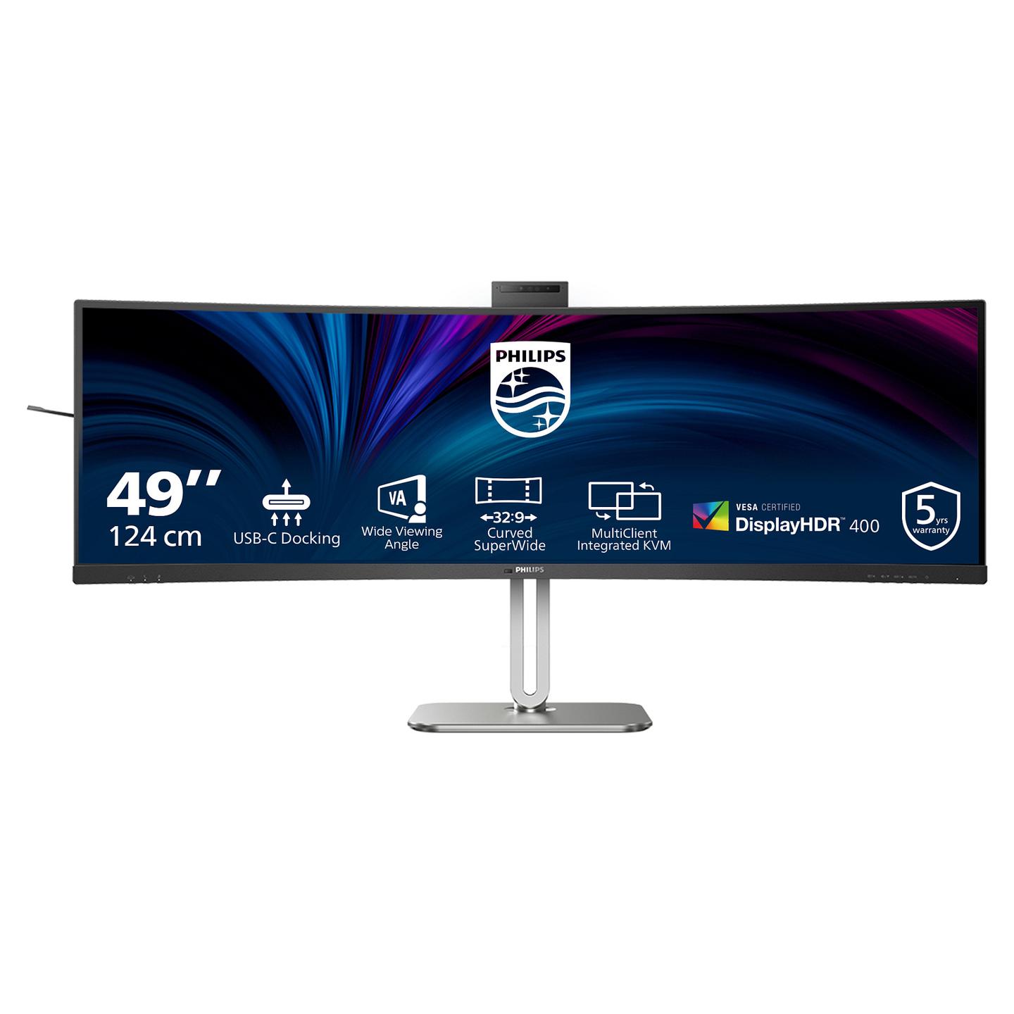 Monitor Philips 5000 Series 49B2U5900CH/00 / 48.8" / Dual QHD VA Curved / 75Hz / 4ms / USB-C+HDMI+DP - Zezë