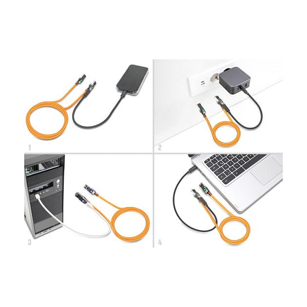 Kabllo për Rrjet (UTP) DeLOCK 80415, Cat.6A, S/FTP, Port Finder USB Type-C, 7.5 m - Portokalli - 2
