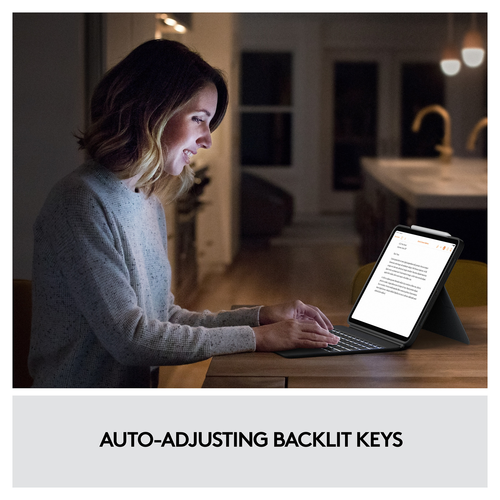 Tastierë për Tablet Logitech Combo Touch / iPad Pro 12.9" 5th & 6th Gen / QWERTY (US) / Trackpad / Smart Connector / 16 Nivele Ndriçimi / Folio – Gri - 10