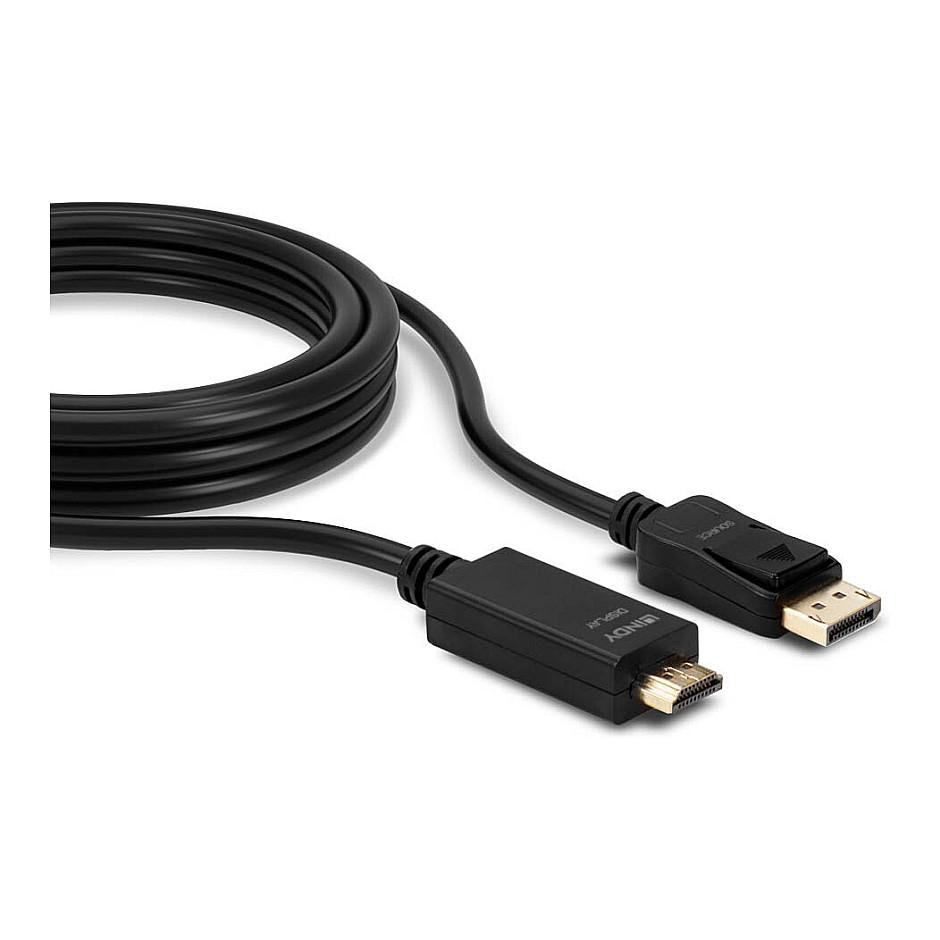 Kabllo DisplayPort LINDY 36920 / DisplayPort 1.2 në HDMI 1.4 / 0.5m / 4K 30Hz - Zezë - 3