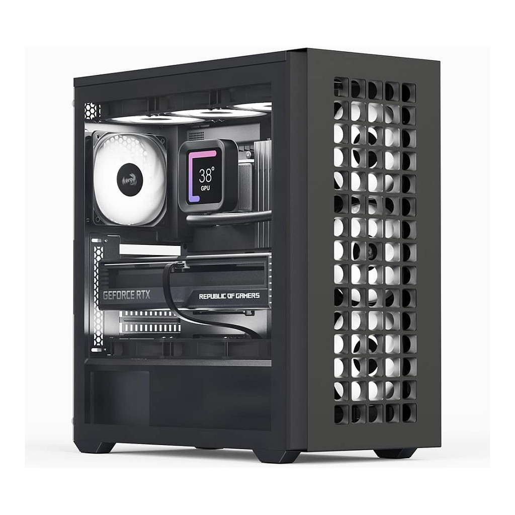 Kasë PC Aerocool D502A / Midi Tower / ATX / 3x 120mm ARGB Front Fan + 1x 120mm ARGB Rear Fan / 2.5"/3.5" HDD / Tempered Glass / USB-C - Zezë