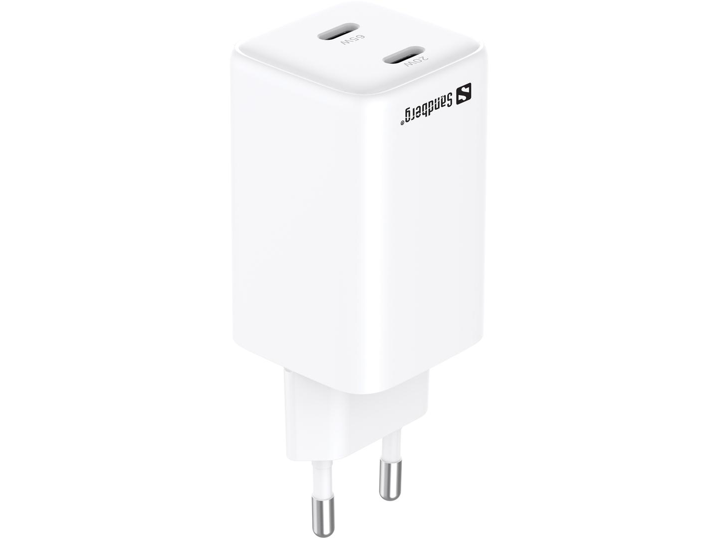 Adapter Telefoni Sandberg 441-56 / GaN III / 65W / 2x USB-C / PD + PPS - Bardhë - 3