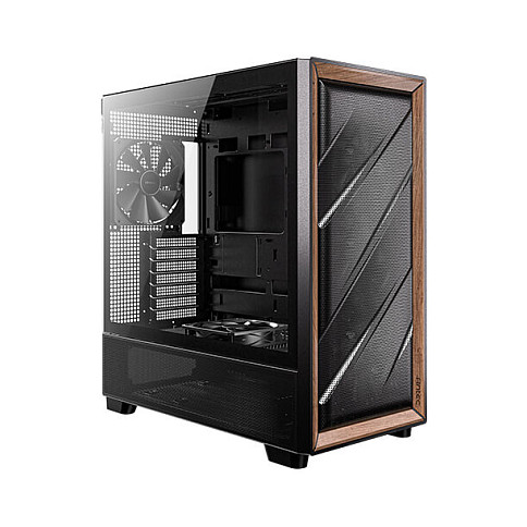 Kasë PC Antec FLUX / Midi Tower / E-ATX + ATX / 3x 120mm + 1x 140mm Fan / Tempered Glass + Wood - Zezë - 9