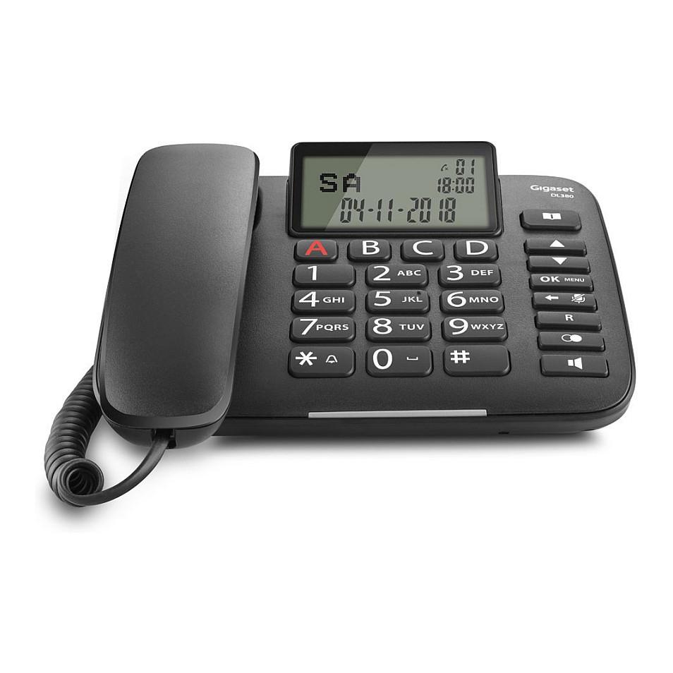 Telefon i Thjeshtë Gigaset DL380, analog, me kabllo, ekran LCD monokrom - Zezë - 4