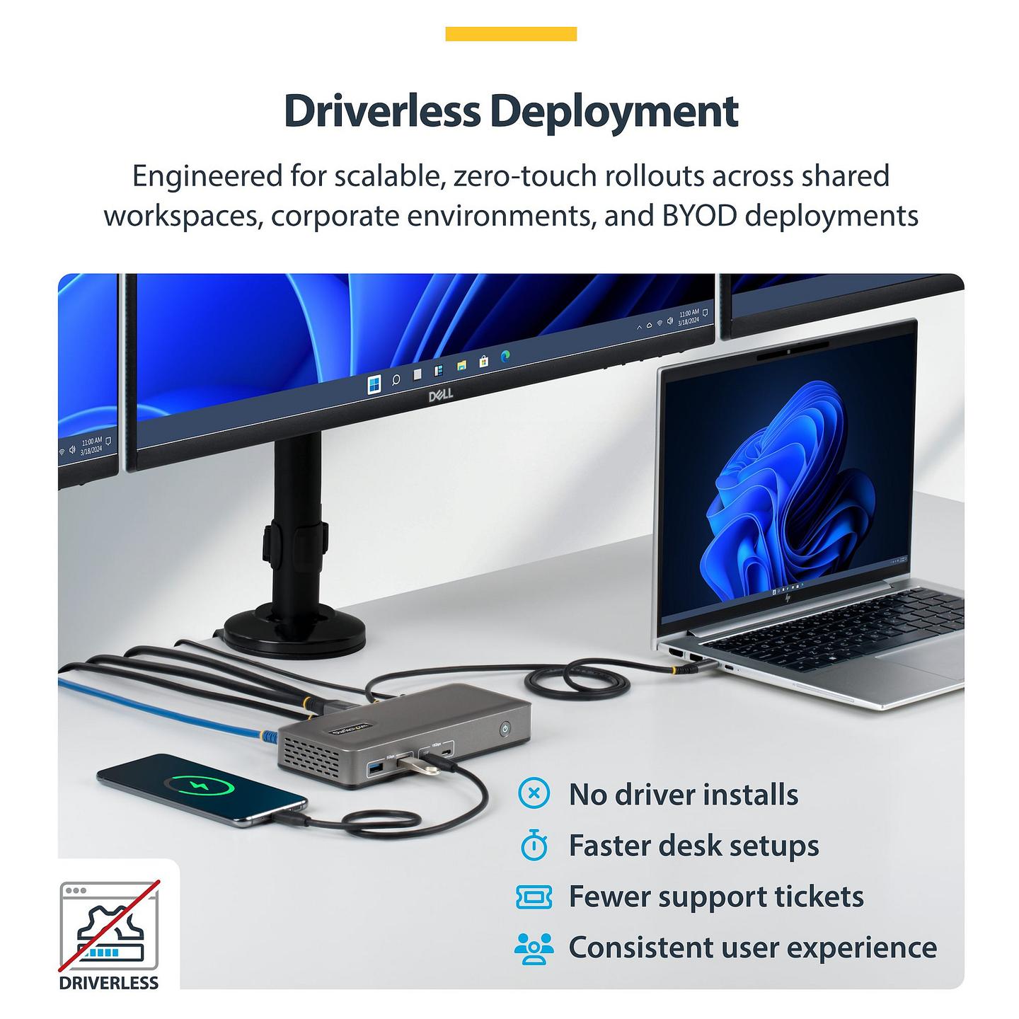 Docking Station StarTech.com 199UE-USBC-DOCK / 4x USB-A / 2x USB-C / 2x DisplayPort / HDMI / Gigabit Ethernet / 100W PD – Hiri - 5