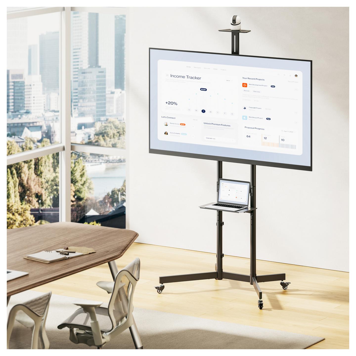 Mbajtëse për TV Equip 650636 , 37–70" , deri 70kg , me rrota , lartësi e rregullueshme , e pjerrët , VESA 100x100–600x400 - Zezë - 5