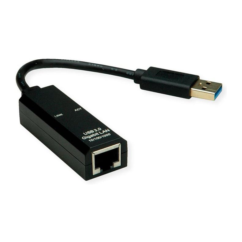 Adapter VALUE 12.99.1119, USB 3.2 Gen 1, USB-A Mashkull në RJ45 Femër, Gigabit Ethernet - Zezë - 3