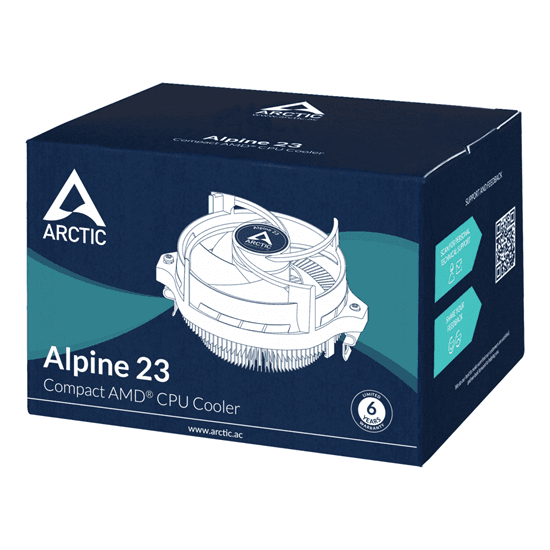 Ftohës për Procesor Arctic Alpine 23 / AMD AM5 AM4 / 90mm Fan / 100-2000 RPM - Zezë