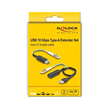 Kabllo USB DeLOCK 66466 / USB 10 Gbit/s Type-A / LC Duplex / Extender / 20 cm - Akua/Zezë - 3