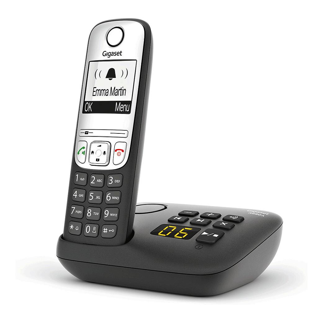 Telefon DECT Gigaset A690A / S30852-H2830-B101 / 1 Aparat / Sekretar Telefonik / Ekran 2" / 100 Kontakte / Hands-Free / Deri 14 orë Bisedë – Zezë - 3