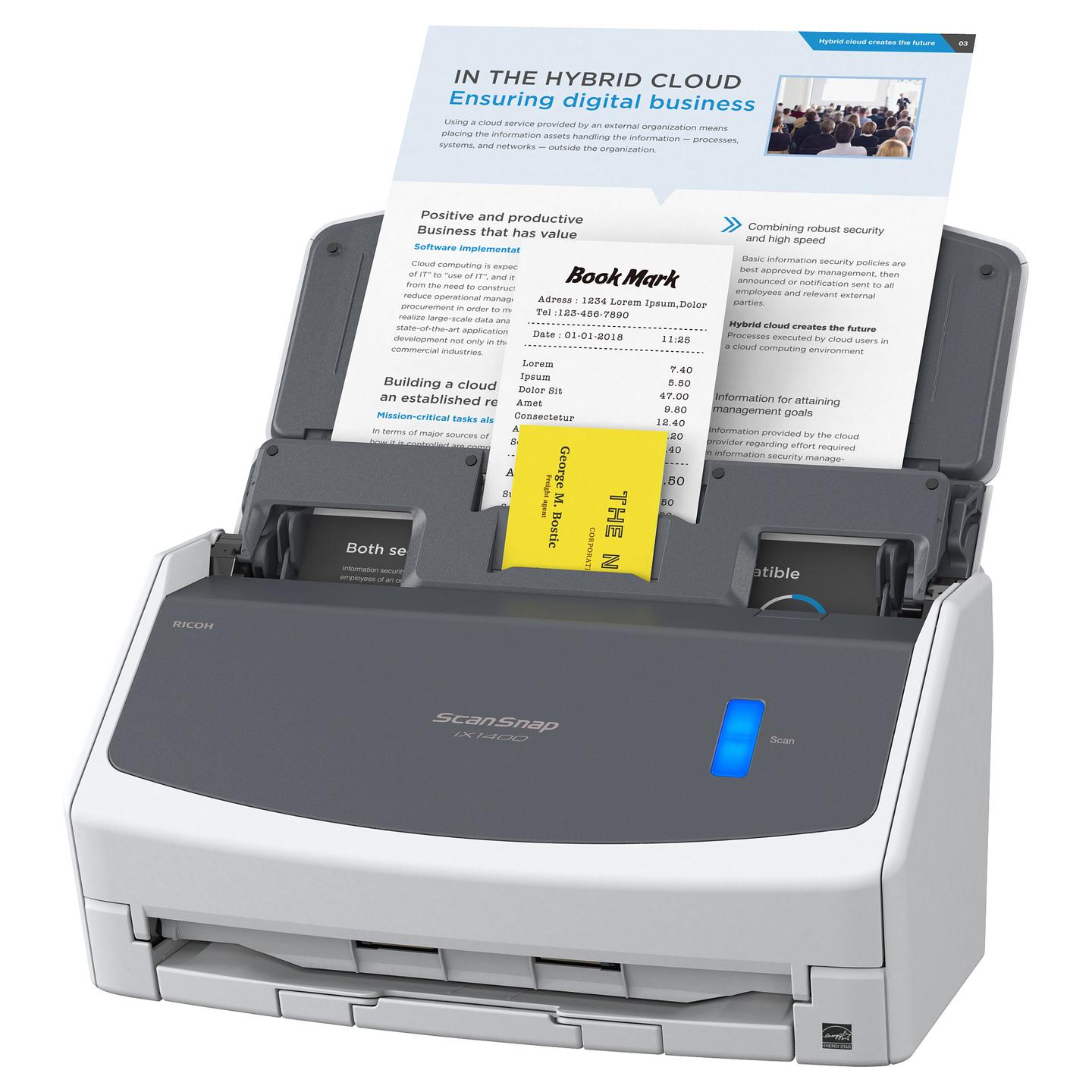 Skaner Ricoh ScanSnap iX1400 / A4 / Colour CIS / 600 × 600 DPI / Duplex / 40 ppm / ADF 50 Fletë / USB 3.2 - Bardhë/Gri - 5