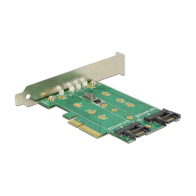 Kartë Zgjerimi PCI Express Delock 89518 / PCIe 3.0 x4 / 2x M.2 Key B SATA + 1x M.2 Key M NVMe / Low Profile - 2