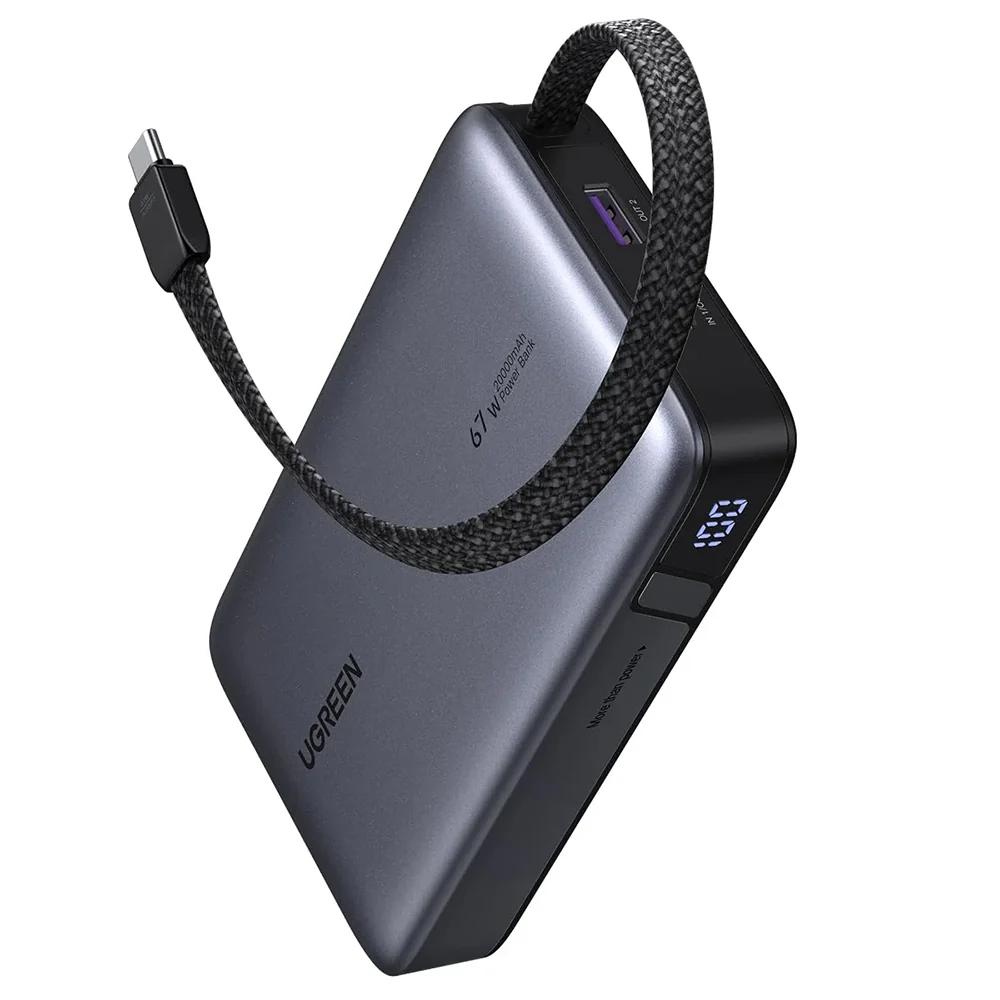 Powerbank UGREEN PB550, 20000mAh, 67W, USB-A, USB-C, Kabllo USB-C e Integruar, Ekran LED - Hiri - 2