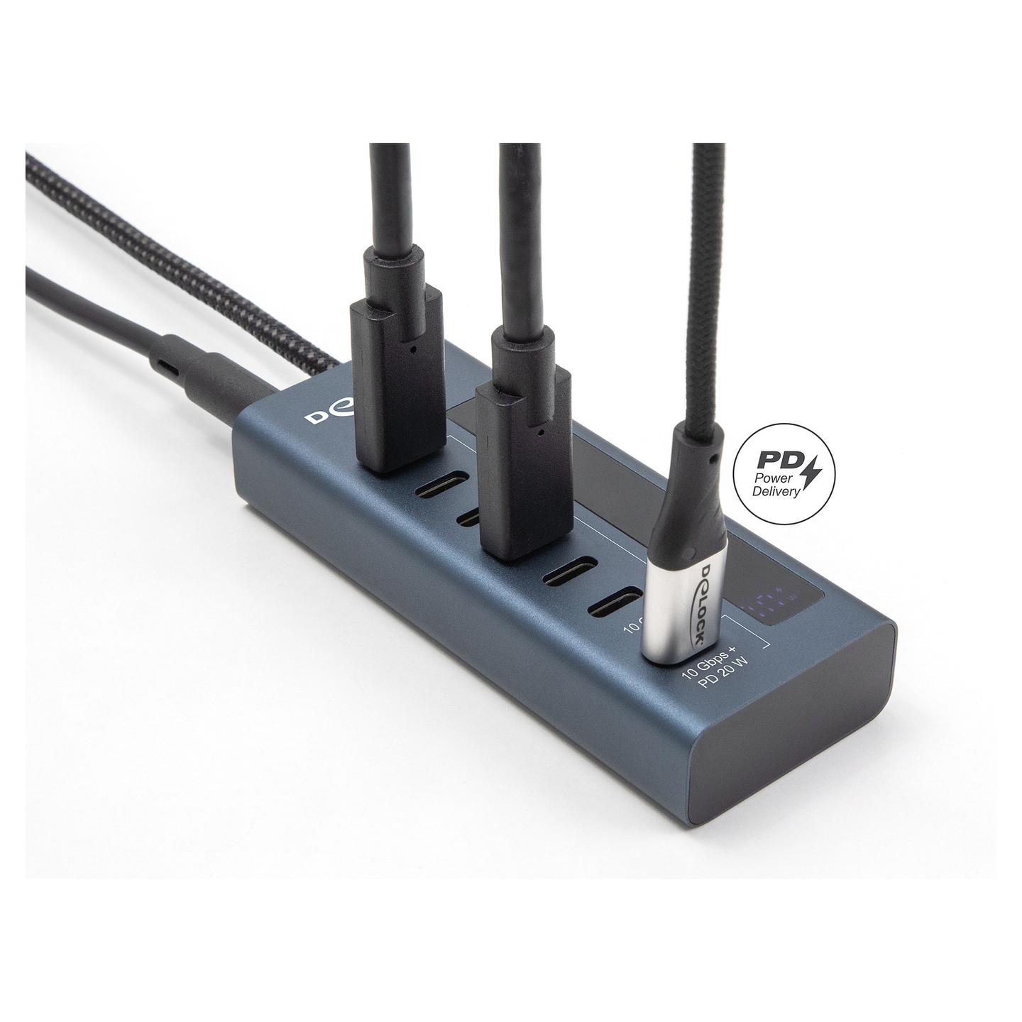 Hub USB DeLOCK 64288 / USB 10 Gbit/s / 7x USB-C / Power Delivery 20W / 0.6 m - Blu e errët - 3