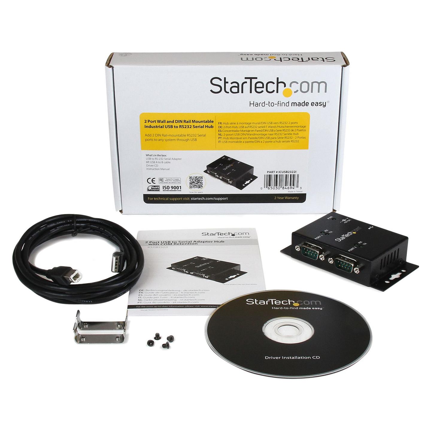 Hub USB në Serial StarTech.com ICUSB2322I , 2x RS-232 , USB 2.0 , FTDI FT232RL , 921.6Kbps , DIN Rail - Zezë - 5