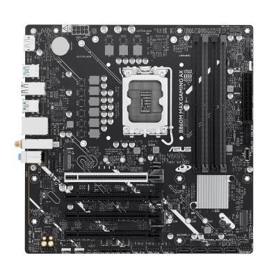 Pllakë Amë MB Intel ASUS B860M MAX GAMING AX, LGA1851, B860, DDR5, mATX, Wi-Fi 6, Bluetooth 5.4, 2.5GbE LAN, DisplayPort - 3