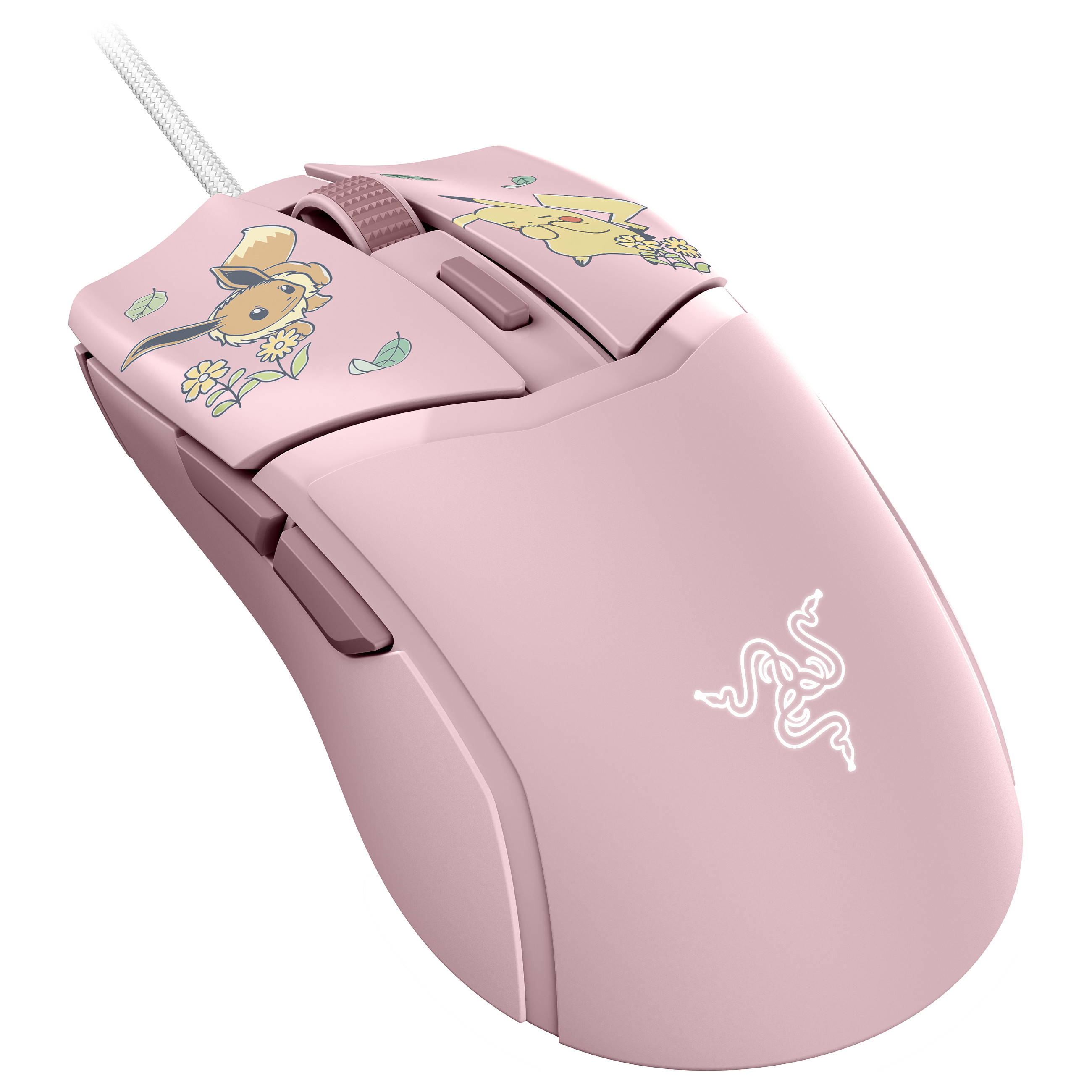 Maus Gaming Razer Cobra Pikachu & Eevee Edition / USB / Optik / 8500 DPI / 1000Hz / 6 Butona / RGB - Rozë - 3