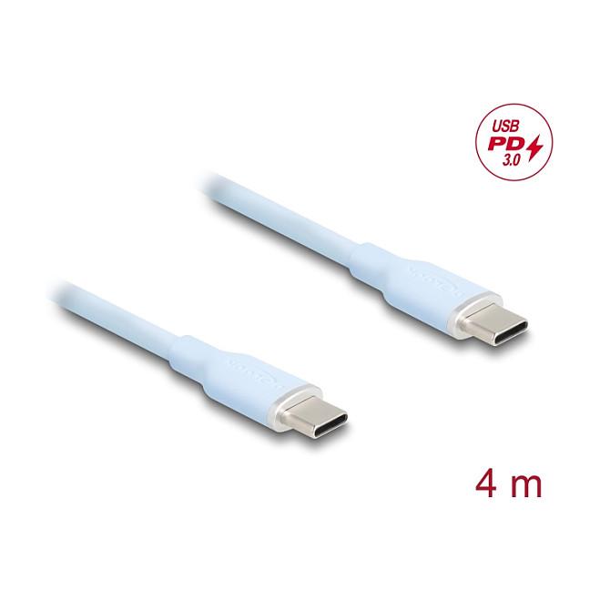 Kabllo USB DeLOCK 81236 / USB-C në USB-C / 1m / USB 2.0 / PD 60W / 480 Mbps / Silikon - Blu - 2