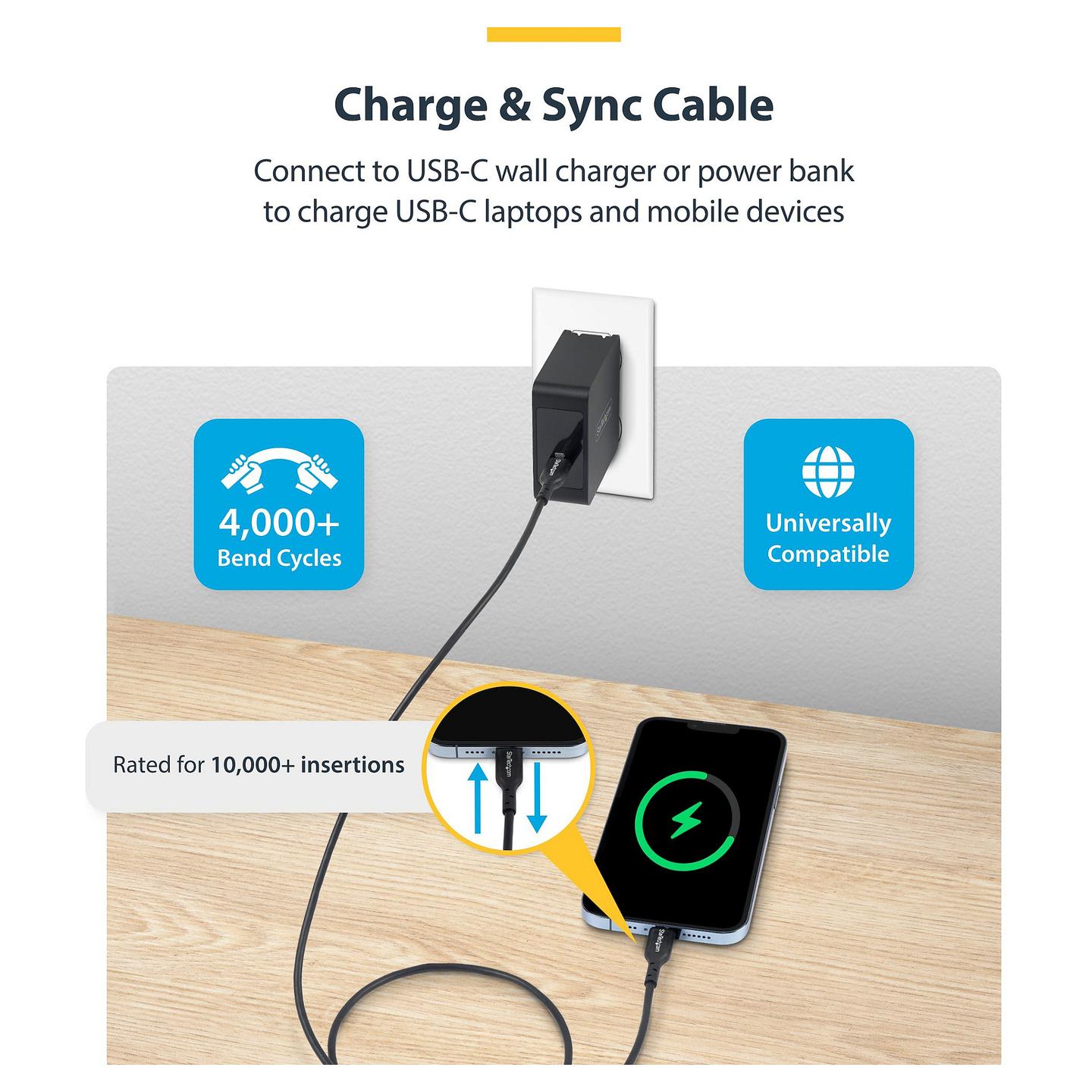 Kabllo USB StarTech.com USB2CC1MNC2PK / USB-C në USB-C / USB 2.0 / 60W / 1m / 2 copë - Zezë - 4