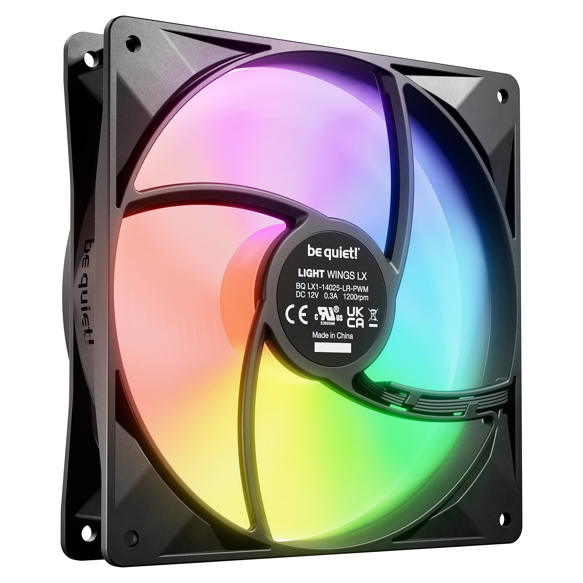 Ftohës për Kasë be quiet! Light Wings LX / ARGB / 140mm / 1200 RPM / PWM / 3 Pack – Zezë - 4