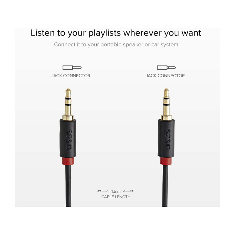 Kabllo SBS TECABLE35KR / Jack 3.5mm → Jack 3.5mm / 1.5m – Zezë - 2