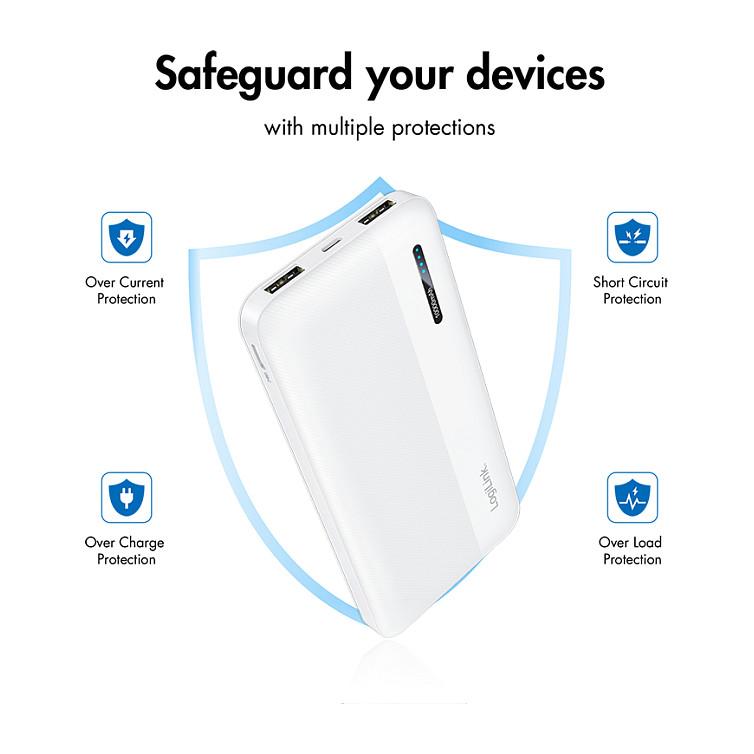 Powerbank LogiLink PA0338WRF / 10.000mAh / 12W / 2x USB-A + USB-C / Li-Po - Bardhë - 6