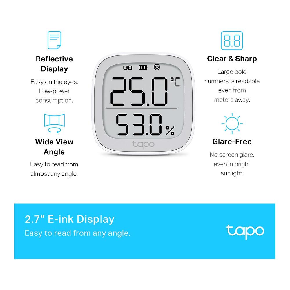 Sensor Inteligjent TP-Link Tapo T315, Temperaturë dhe Lagështi, Ekran E-Ink 2,7", Wireless 868 MHz - Bardhë - 5