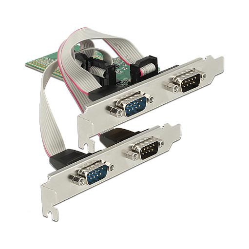Kartë Zgjerimi PCI Express Delock 89557 / PCIe 2.0 x1 / 4x RS-232 DB9 / 921.6Kbps / ASIX AX99100 / Low Profile