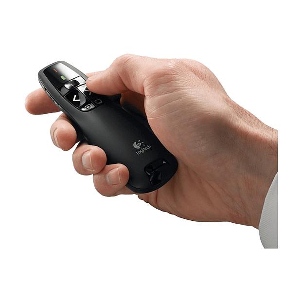 Telekomandë për prezantime Logitech Wireless Presenter R400 / 910-001358 / Laser i Kuq / 2.4GHz Wireless / Bateri AAA – Zezë - 2