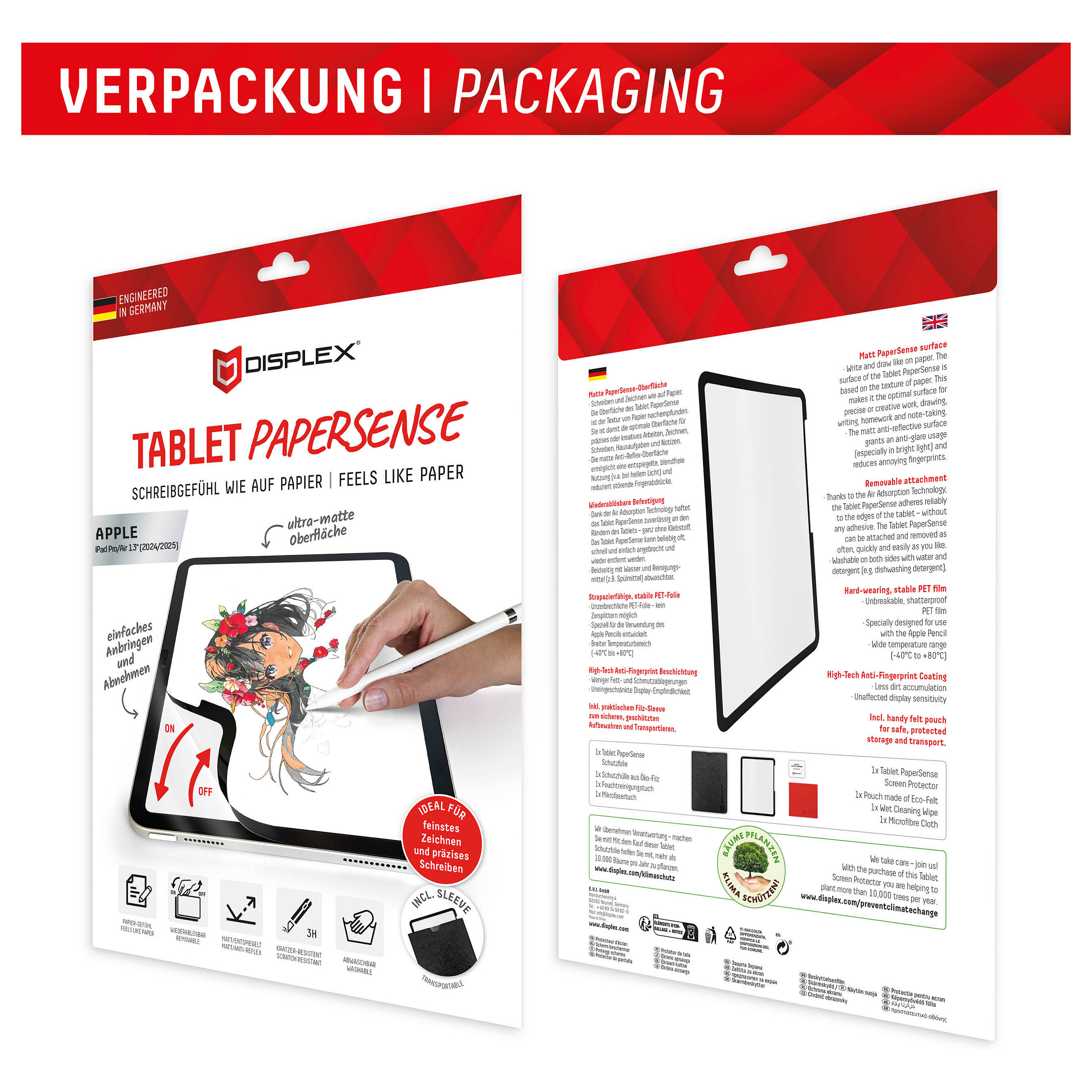 Mbrojtëse për ekran tablet Displex 01987 / iPad Pro 13" / iPad Air 13" / Film PaperSense 5H - Transparent - 9