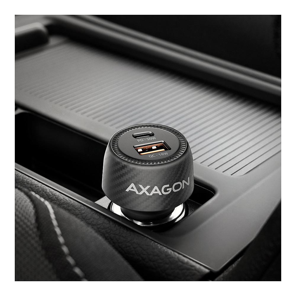 Adapter Telefoni për Veturë AXAGON PWC-PQ48 / 48W / USB-C 30W + USB-A 18W / Power Delivery 3.0 + Quick Charge 3.0 - Zezë - 9
