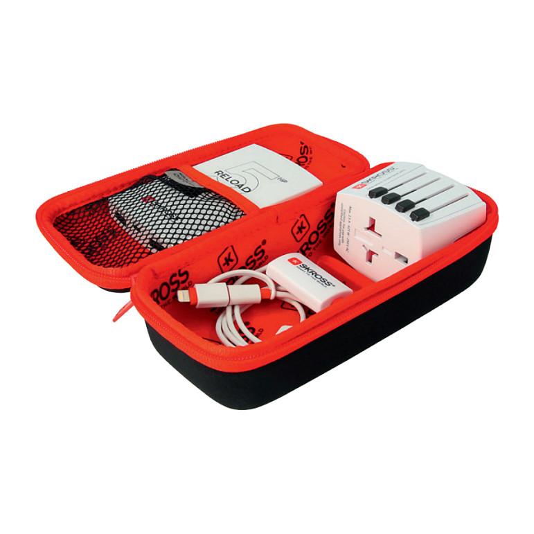 Çantë Organizimi Udhëtimi SKROSS Power Case / Clamshell / Për Adapterë, Karikues, Kabllo & Power Bank – Zezë/Kuq - 2
