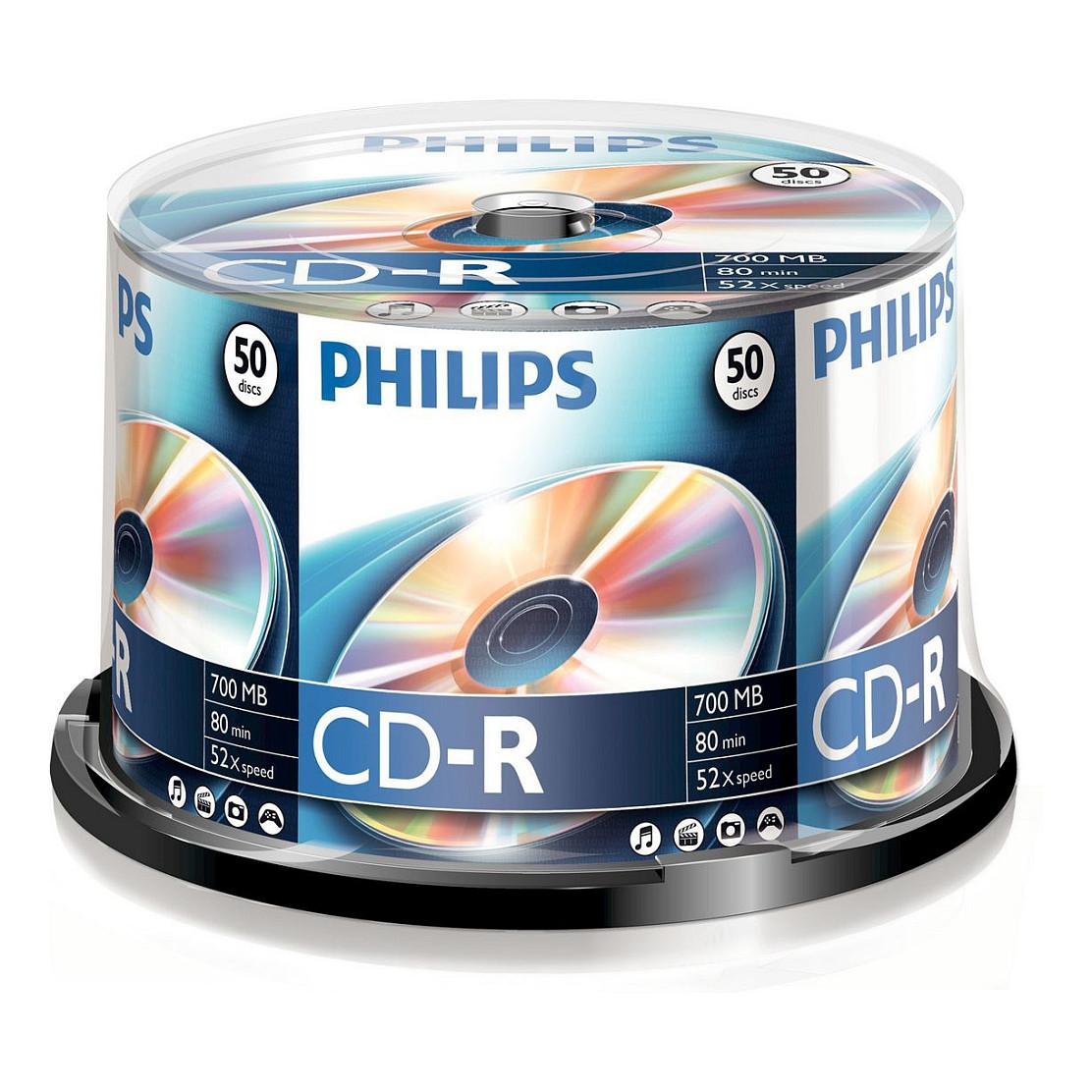 CD-R Philips CR7D5NB50/00, 700MB, 52x, paketim me 50 copë