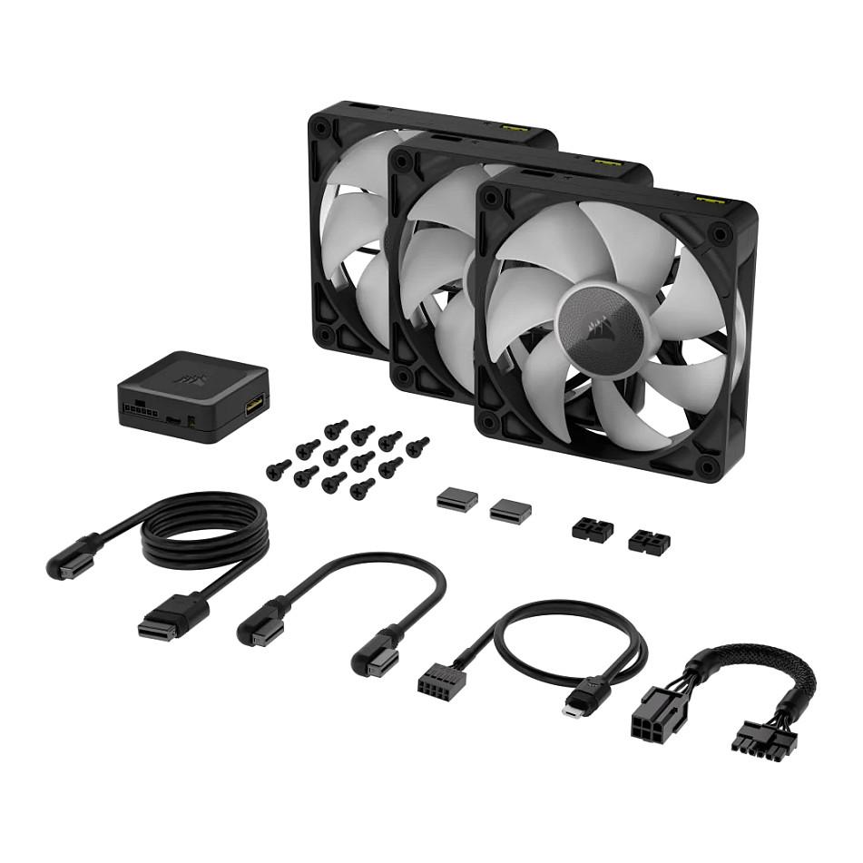 Ftohës për Kasë Corsair iCUE LINK RX120 RGB / 120mm / 400-2100 RPM / RGB / PWM / 3-Pack – Zezë - 6