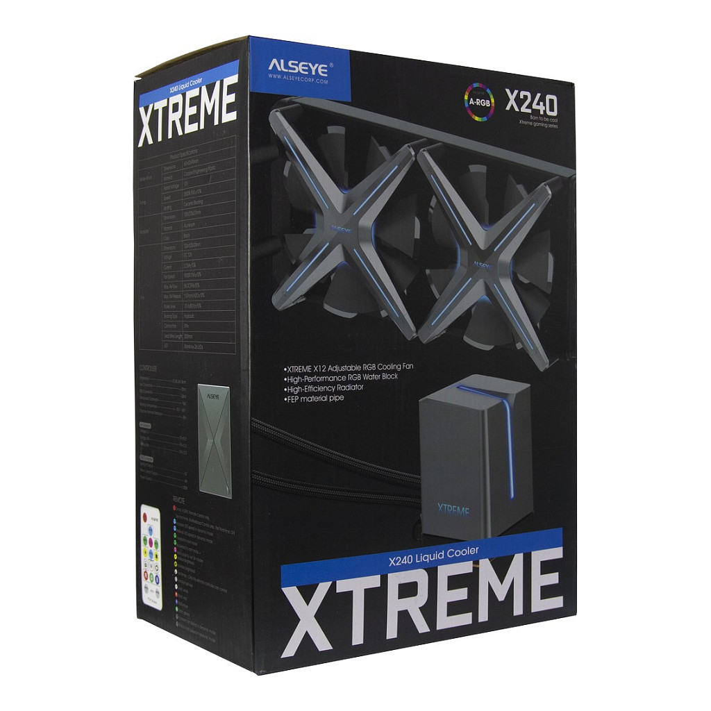 Ftohës për Procesor Inter-Tech ALSEYE X240 / AIO / 240mm / 2×120mm PWM Fan / RGB / 280W TDP / Intel & AMD – Zezë - 11