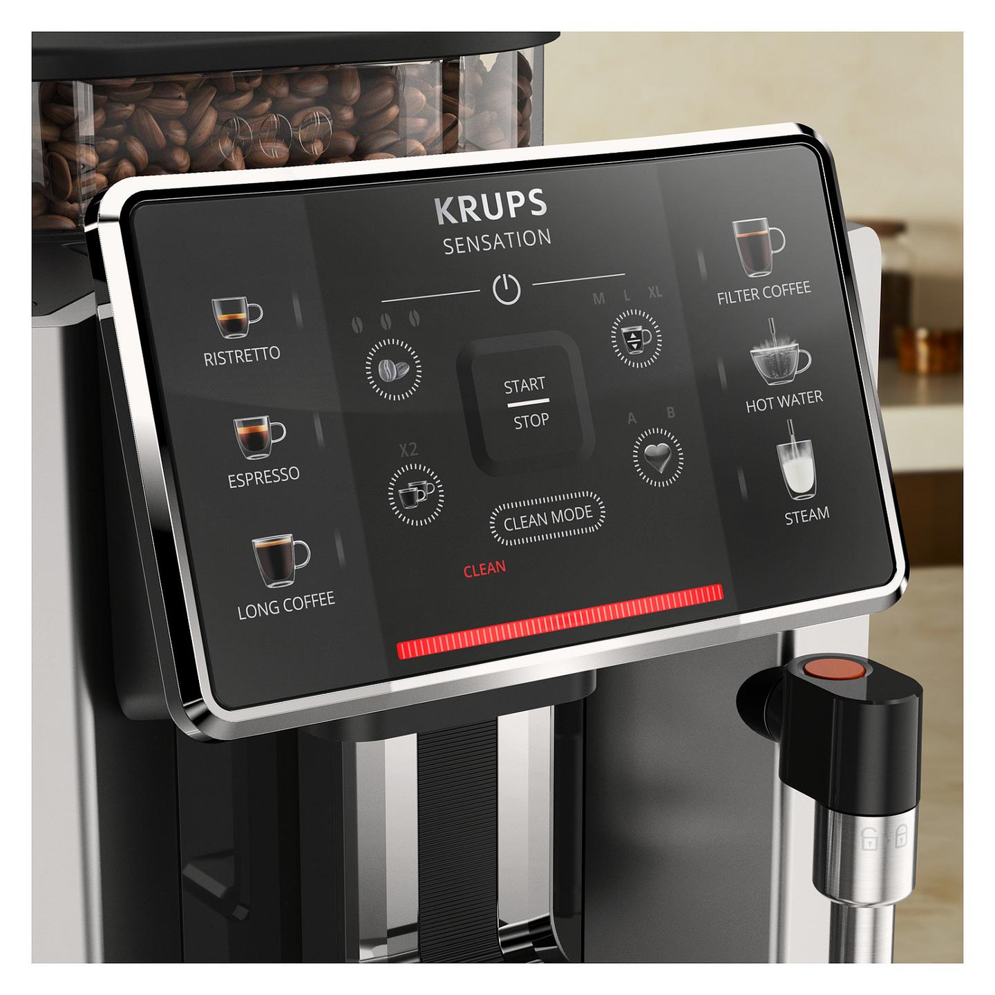 Aparat për Kafe Espresso Automatik Krups Sensation C50 EA9108, 1450 W, 15 bar, Rezervuar 1.7 L - Gri/Zezë - 4