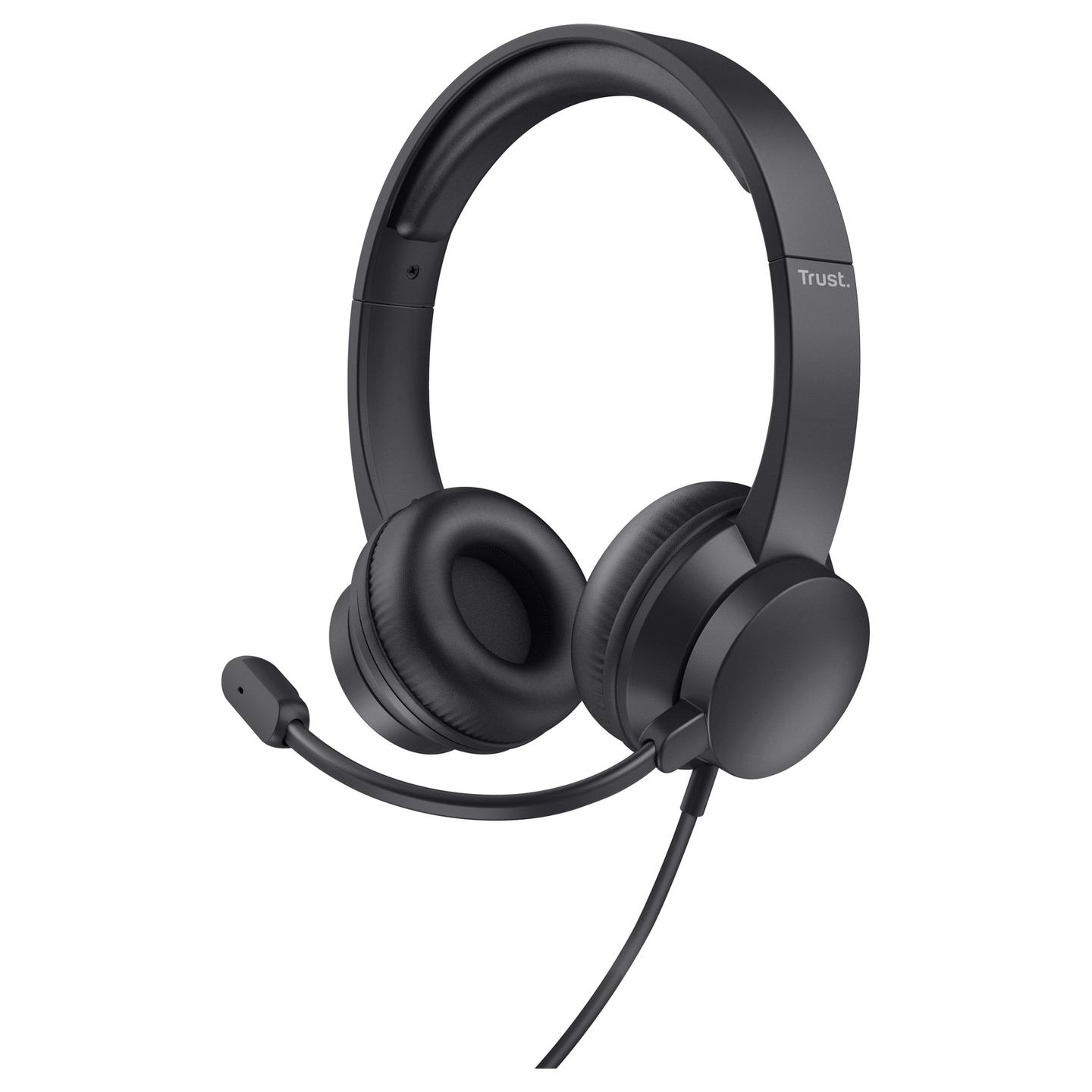 Kufje me kabllo Trust Ayda, 4cm, Stereo, Mikrofon, 3.5mm, Kabllo 1.8m - Zezë