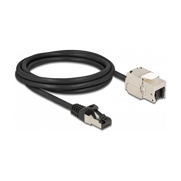 Kabllo për Rrjet DeLOCK 87028 / Cat 6A / S/FTP / RJ-45 Mashkull → Keystone RJ-45 Femër / 2m - Zezë - 2