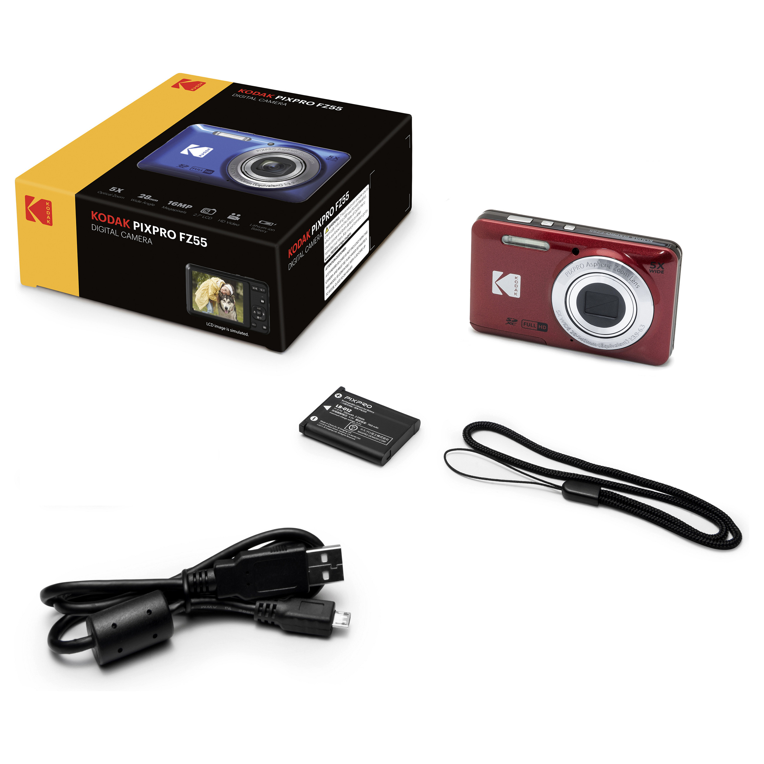 Kamerë digjitale KODAK PIXPRO FZ55 / 16MP / 5x Optical Zoom / Full HD / 2.7" / 6x Digital Zoom - Kuqe - 5