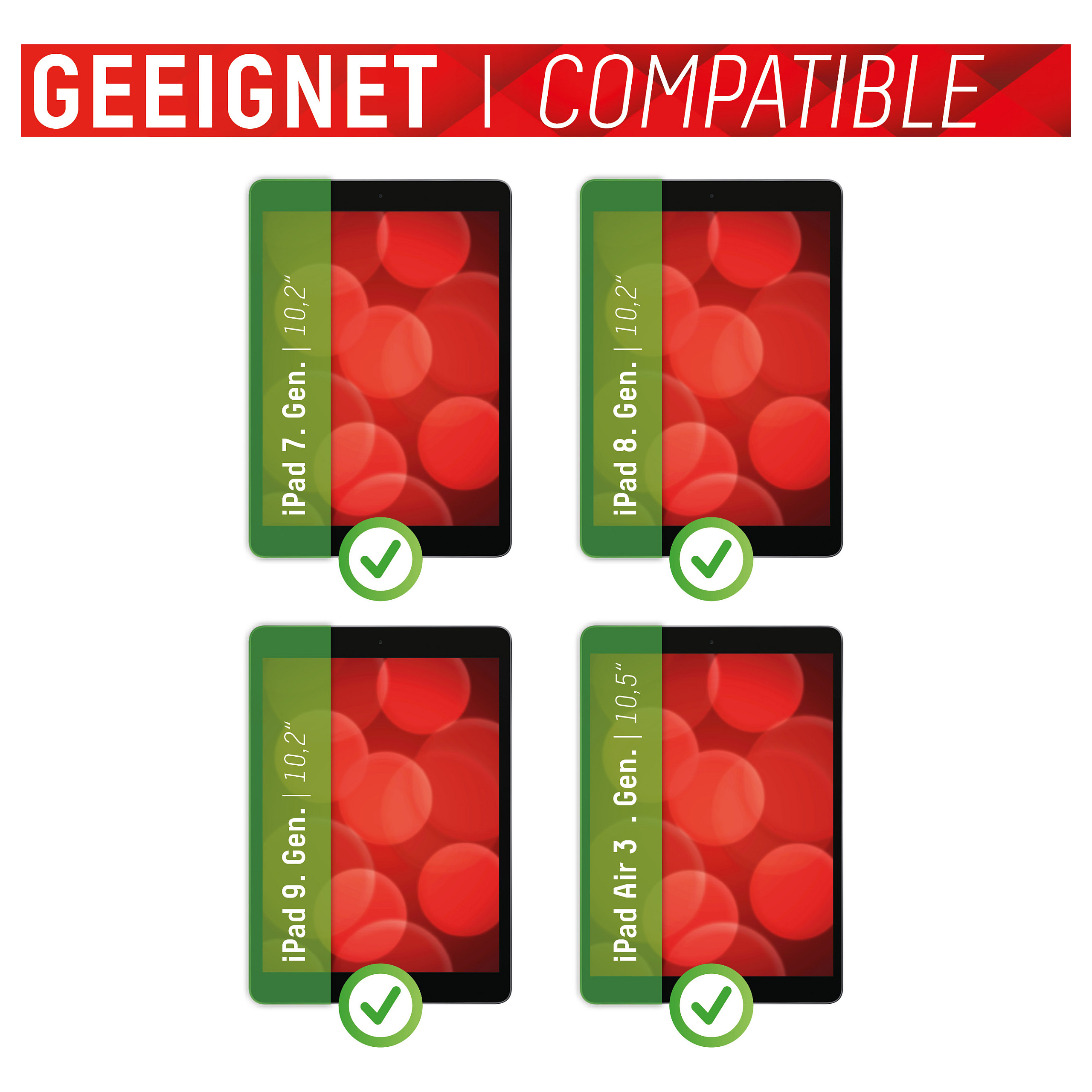 Mbrojtëse për ekran tablet DISPLEX 01535 / iPad 10.2" (Gen 7/8/9) / iPad Air 10.5" (Gen 3) / Xham 9H - Transparent - 6